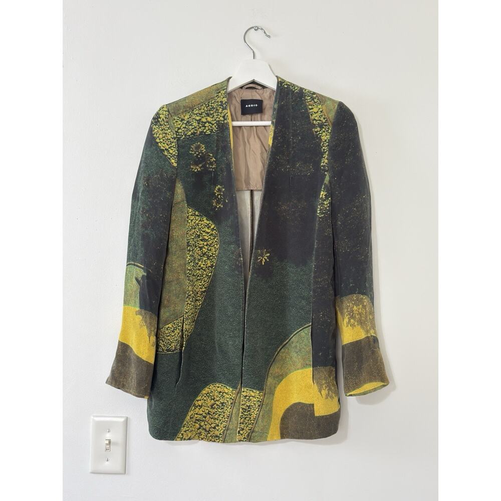 A.K.R.I.S Women’s Abstract Print Blazer Jacket Silk Lined Avant Garde Size 8